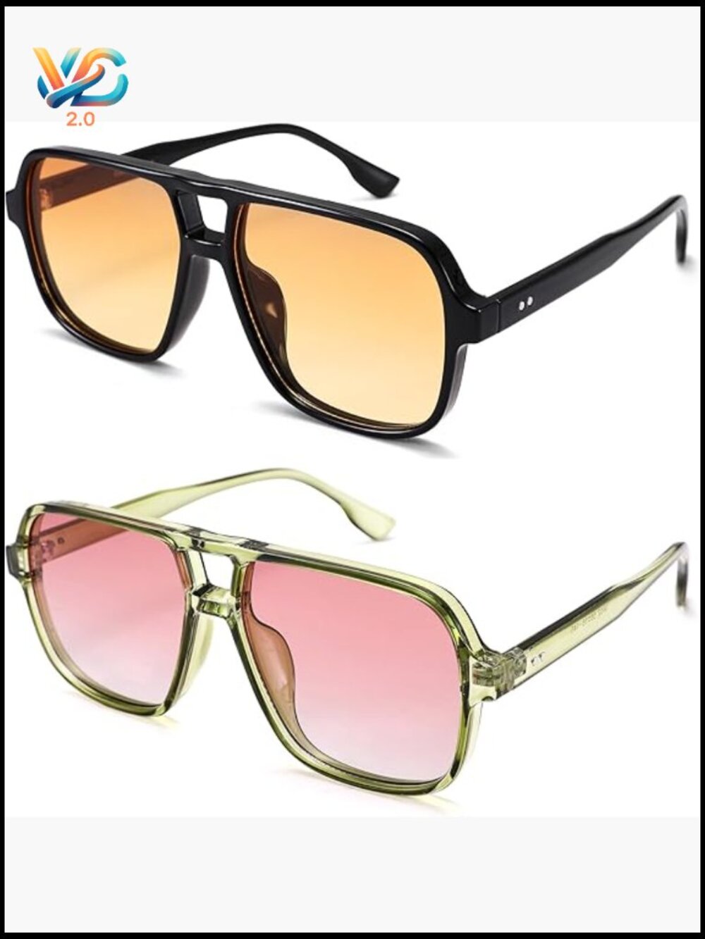 Oversized Aviator Square Sunglasses Retro 70s Shades UV Protection Unisex